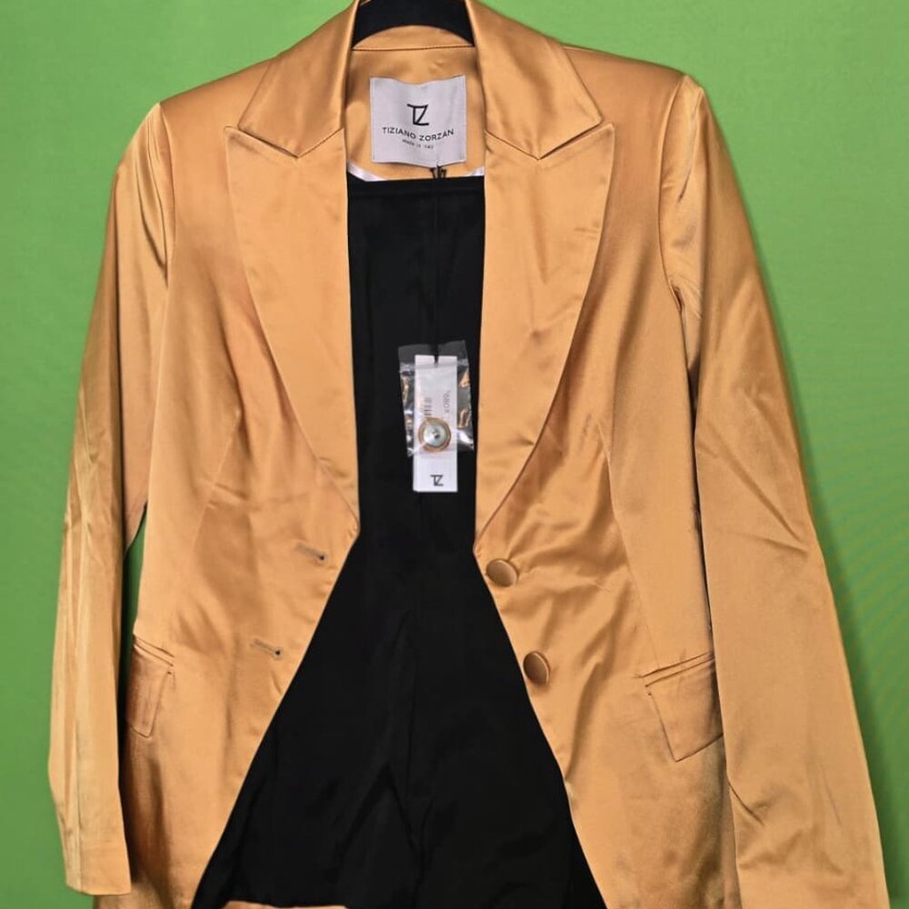 Tiziano Zorzan Gold Satin Blazer – Made in Italy – Size 42